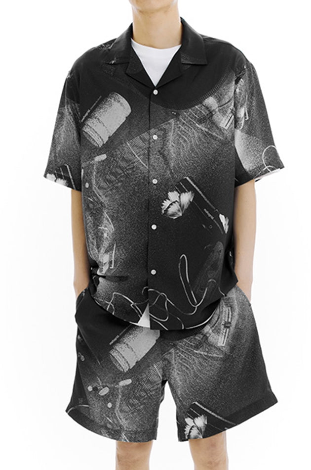 mahagrid (マハグリッド)  GRAVITY OPEN COLLAR SHIRT [BLACK]