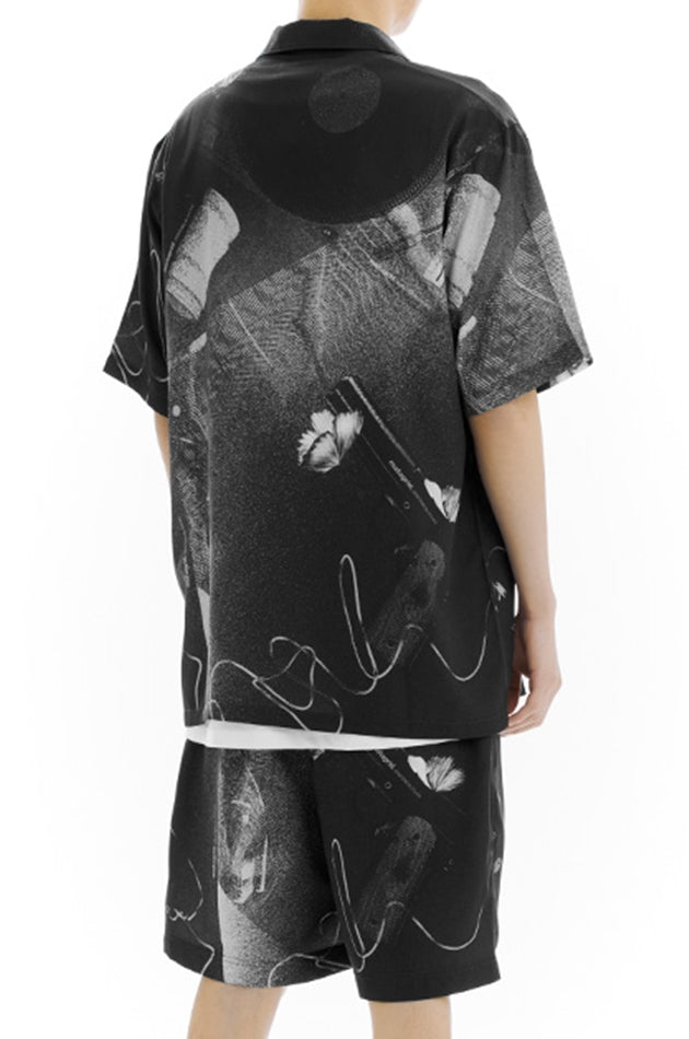 mahagrid (マハグリッド)  GRAVITY OPEN COLLAR SHIRT [BLACK]