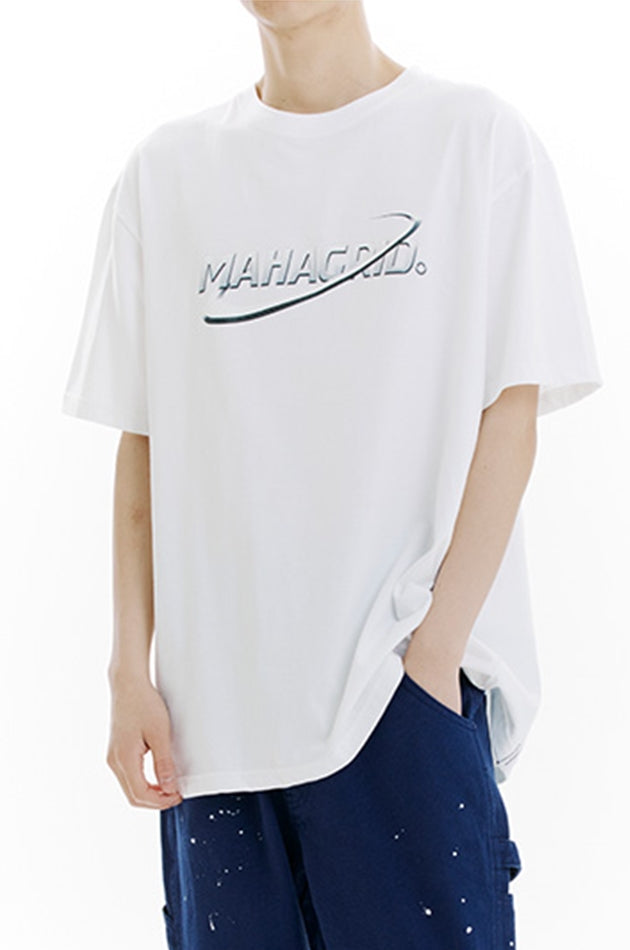 mahagrid (マハグリッド)    PLANET LOGO TEE [WHITE]