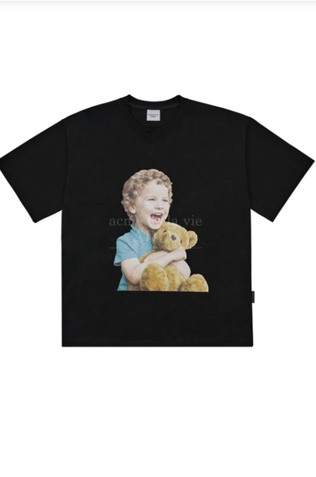 アクメドラビ(acme' de la vie) ADLV BABY FACE SHORT SLEEVE T-SHIRT BLACK BROWN BEAR
