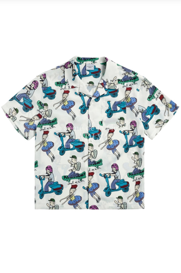 アクメドラビ(acme' de la vie)  BORDER CHARACTER PATTERN SHIRTS WHITE