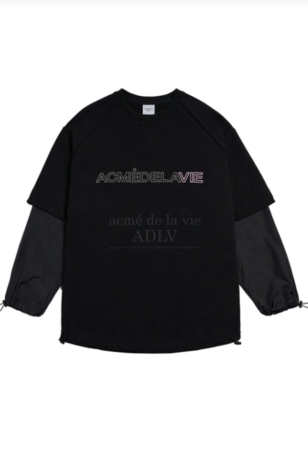 アクメドラビ(acme' de la vie)  WOVEN STRING SWEATSHIRT BLACK