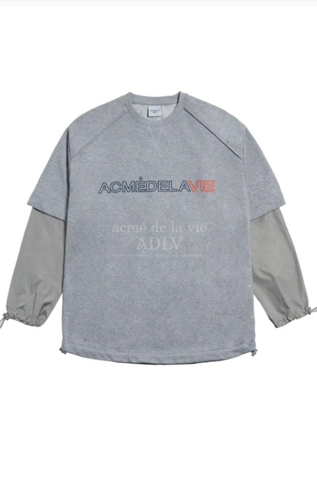 アクメドラビ(acme' de la vie)  WOVEN STRING SWEATSHIRT GREY