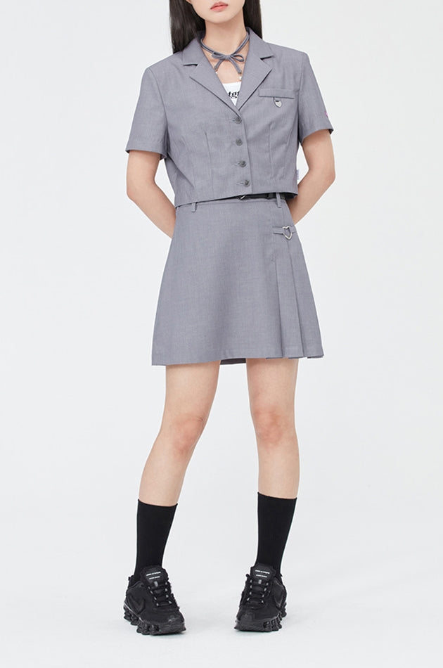 TARGETTO(ターゲット) HEART RING PLEATS MINI SKIRT_GREY
