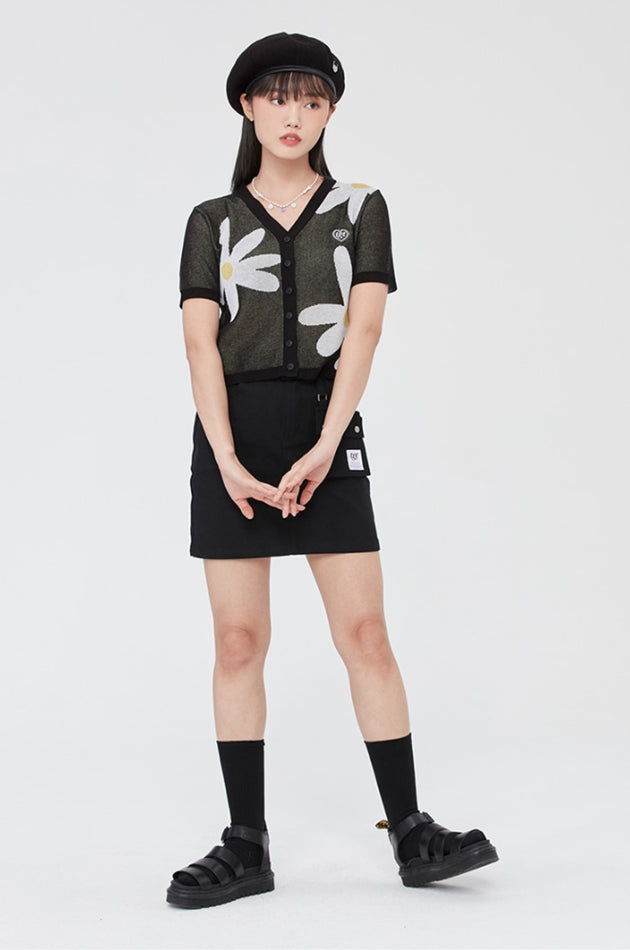 TARGETTO(ターゲット) DAISY JACQUARD CROP CARDIGAN_BLACK