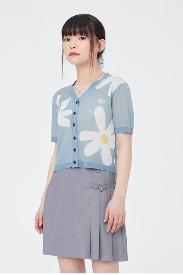 TARGETTO(ターゲット) DAISY JACQUARD CROP CARDIGAN_LIGHT BLUE