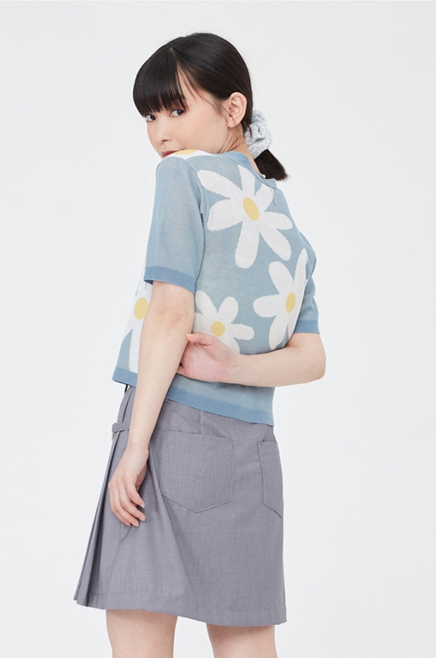 TARGETTO(ターゲット) DAISY JACQUARD CROP CARDIGAN_LIGHT BLUE