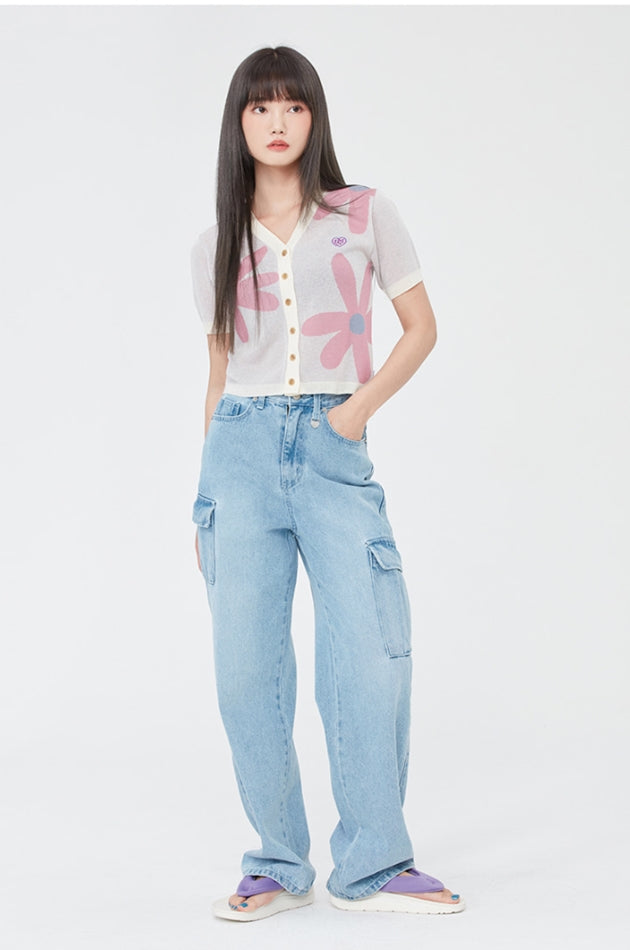 TARGETTO(ターゲット)  DAISY JACQUARD CROP CARDIGAN_OATMEAL