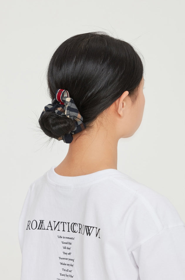 ロマンティッククラウン(ROMANTIC CROWN) CLASSIC CHECK SCRUNCHIE_NAVY
