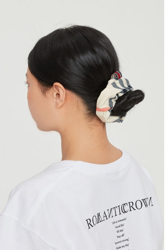 ロマンティッククラウン(ROMANTIC CROWN) CLASSIC CHECK SCRUNCHIE_OATMEAL