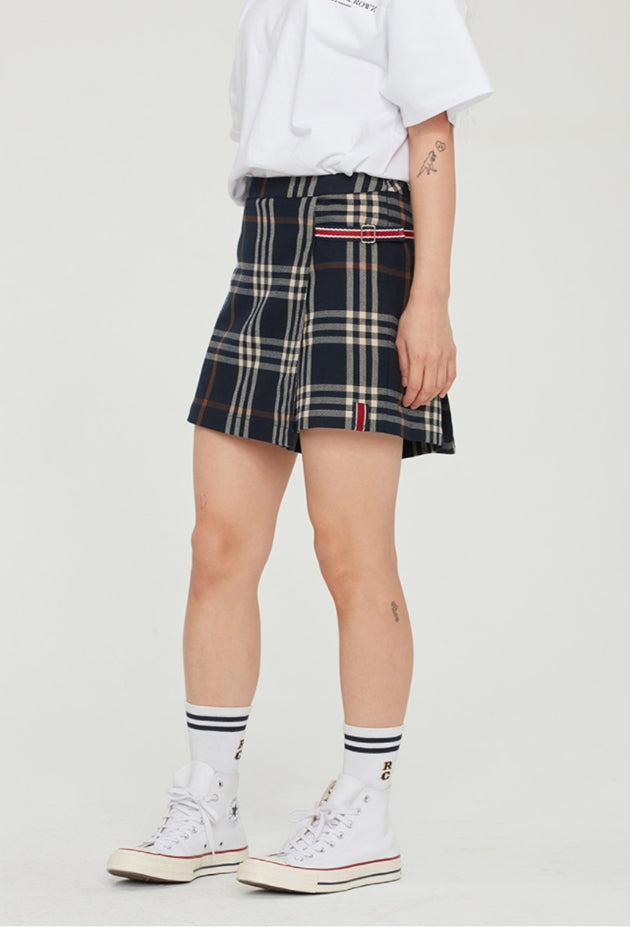 ロマンティッククラウン(ROMANTIC CROWN) CHECK WRAP SKIRT PANTS_NAVY
