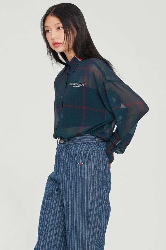 ロマンティッククラウン(ROMANTIC CROWN) WOMANS RELAX CHECK SHIRT_NAVY