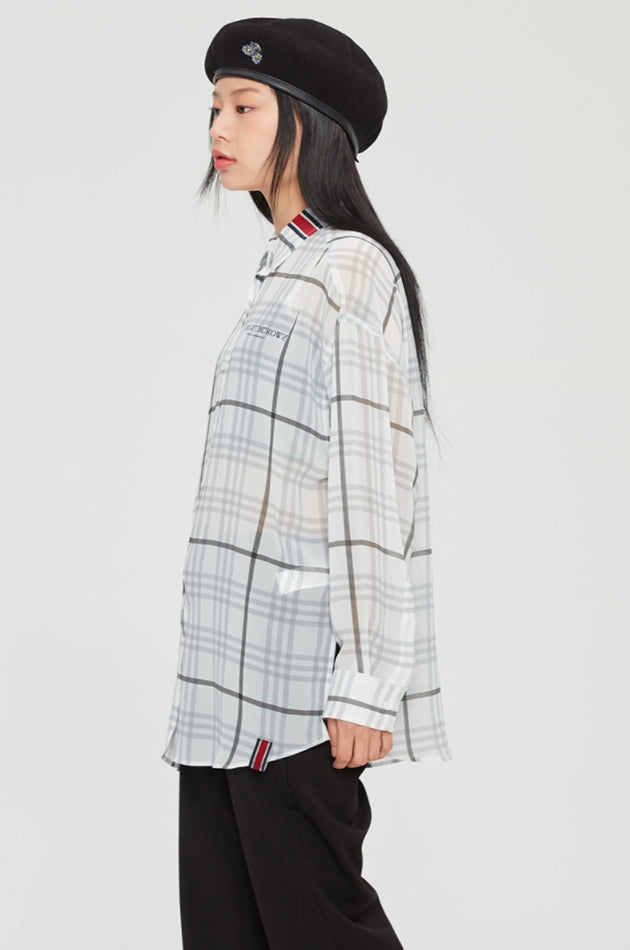 ロマンティッククラウン(ROMANTIC CROWN) WOMANS RELAX CHECK SHIRT_WHITE