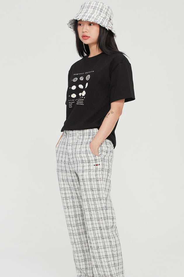 ロマンティッククラウン(ROMANTIC CROWN) FLOWER ILLUSTRATION TEE_BLACK