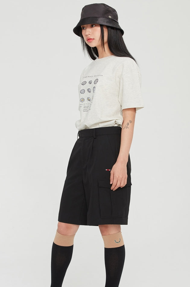 ロマンティッククラウン(ROMANTIC CROWN) FLOWER ILLUSTRATION TEE_MELANGE IVORY