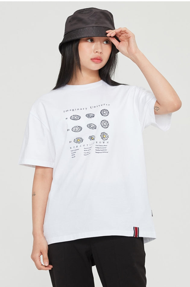 ロマンティッククラウン(ROMANTIC CROWN) FLOWER ILLUSTRATION TEE_WHITE