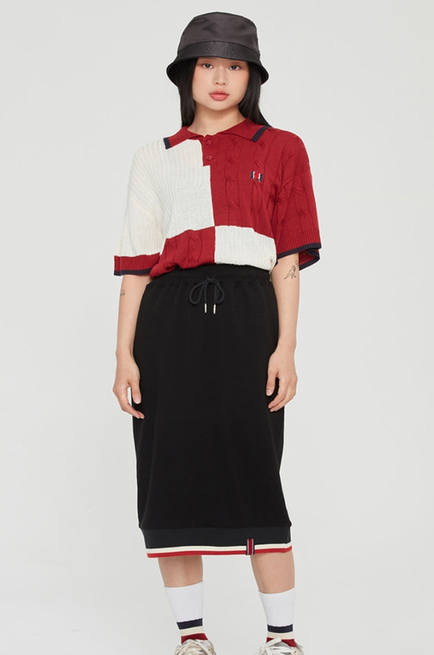 ロマンティッククラウン(ROMANTIC CROWN)  CHAIN KNIT POLO_BURGUNDY