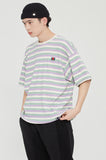ロマンティッククラウン(ROMANTIC CROWN) STRIPE RIBBED TEE_PURPLE