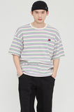 ロマンティッククラウン(ROMANTIC CROWN) STRIPE RIBBED TEE_PURPLE
