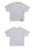ロマンティッククラウン(ROMANTIC CROWN) STRIPE RIBBED TEE_PURPLE
