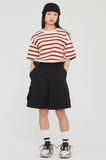 ロマンティッククラウン(ROMANTIC CROWN) STRIPE RIBBED TEE_BURGUNDY