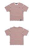 ロマンティッククラウン(ROMANTIC CROWN) STRIPE RIBBED TEE_BURGUNDY