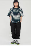 ロマンティッククラウン(ROMANTIC CROWN) STRIPE RIBBED TEE_GREEN