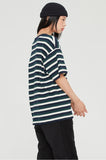 ロマンティッククラウン(ROMANTIC CROWN) STRIPE RIBBED TEE_GREEN