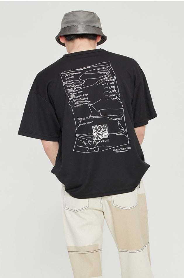 ロマンティッククラウン(ROMANTIC CROWN) CRUSH RECEIPT MESH TEE_BLACK