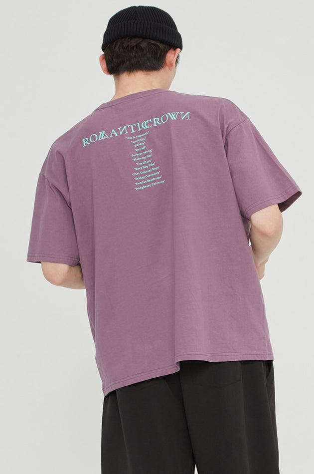ロマンティッククラウン(ROMANTIC CROWN) SLOGAN LIST LOGO TEE_DARK PURPLE