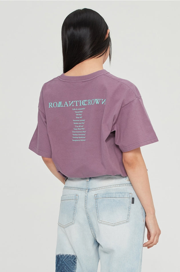 ロマンティッククラウン(ROMANTIC CROWN) SLOGAN LIST LOGO TEE_DARK PURPLE