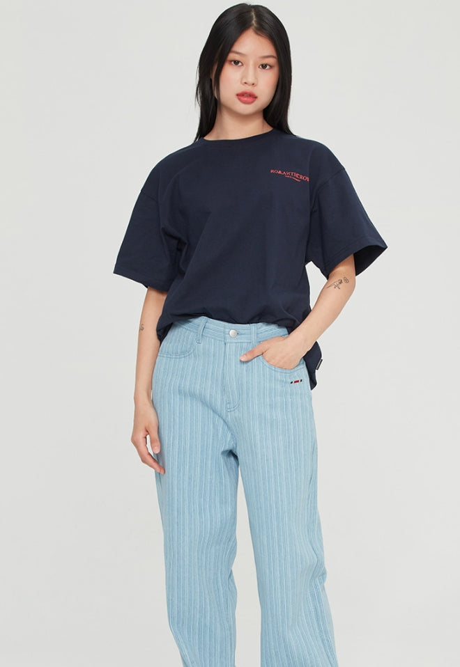ロマンティッククラウン(ROMANTIC CROWN) SLOGAN LIST LOGO TEE_NAVY