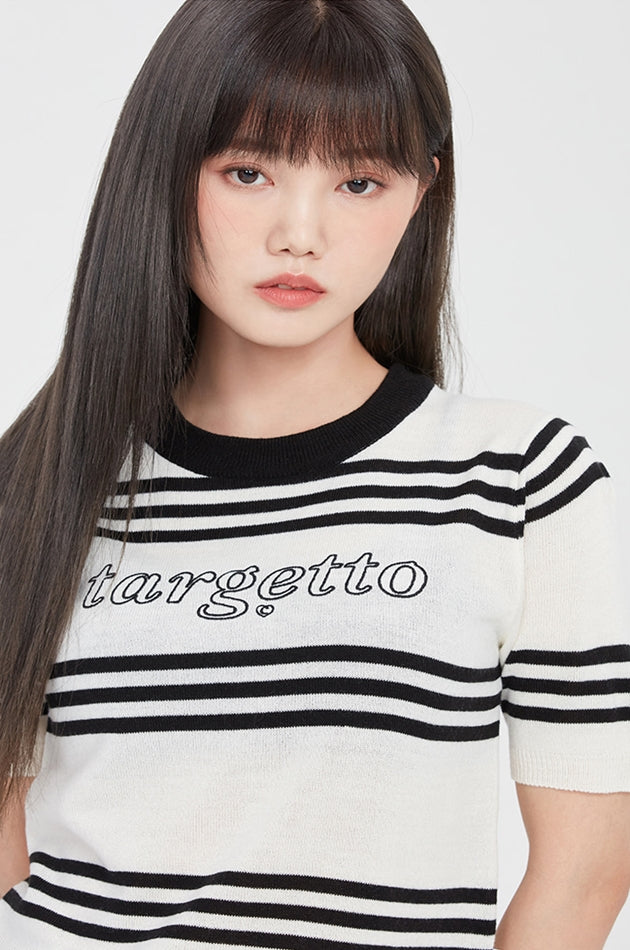 TARGETTO(ターゲット) LINE LOGO STRIPE KNIT_OATMEAL