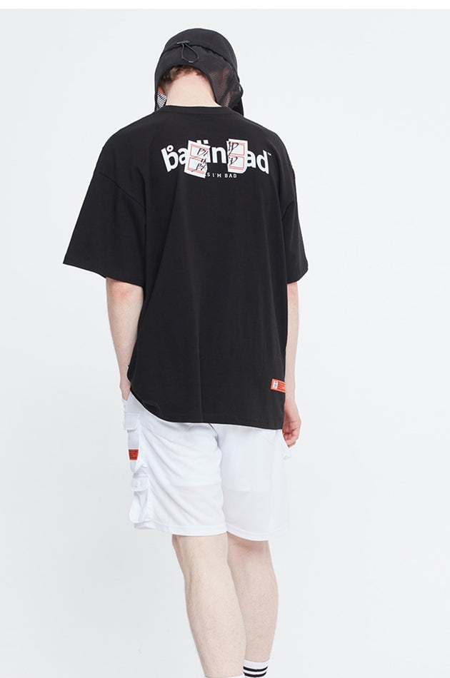ベドインベド(BADINBAD)  NAME TAG LOGO TEE_BLACK