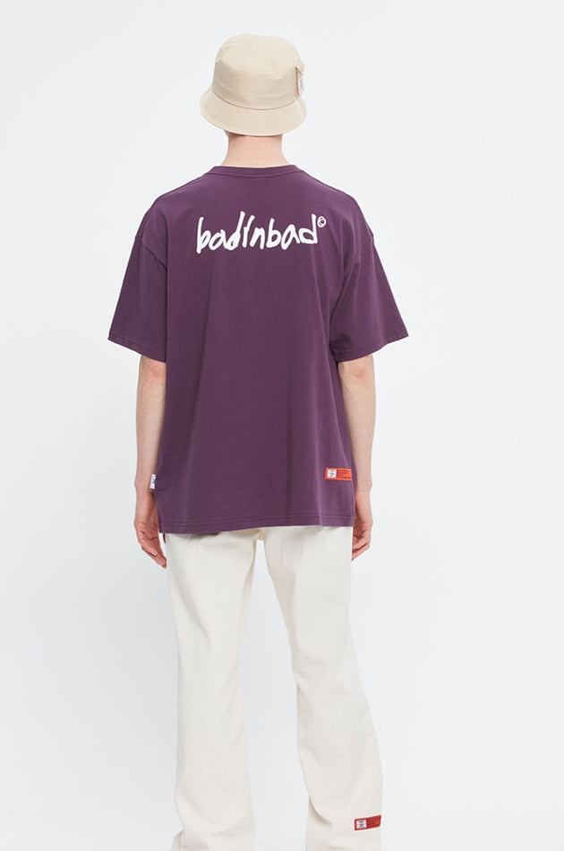 ベドインベド(BADINBAD) HAND DRAWING LOGO TEE_DEEP PURPLE