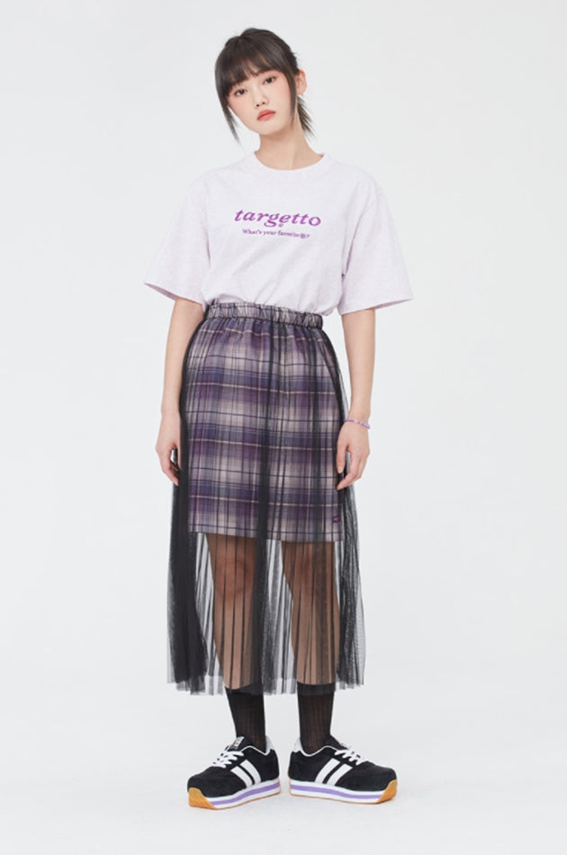 TARGETTO(ターゲット) CHECK LAYERED LACE LONG SKIRT_BLACK