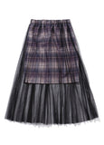 TARGETTO(ターゲット) CHECK LAYERED LACE LONG SKIRT_BLACK
