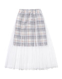 TARGETTO(ターゲット) CHECK LAYERED LACE LONG SKIRT_WHITE