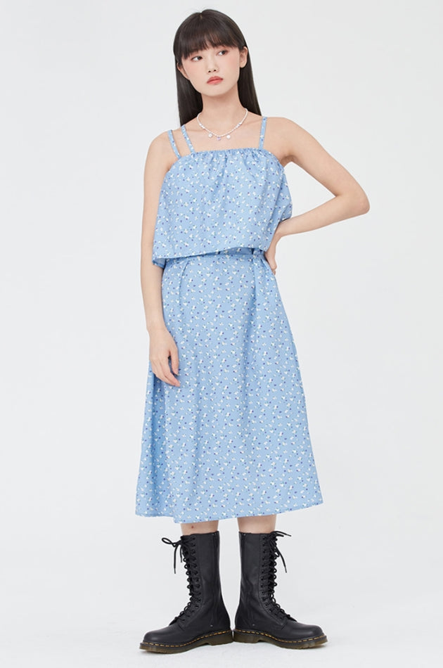 TARGETTO(ターゲット) FLOWER PATTERN LAYERED ONEPIECE_LIGHT BLUE