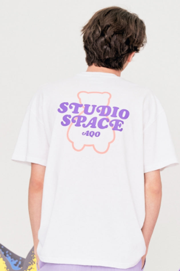 AQO_studiospace(アコスタジオスペース) AQO LETTERING T-SHIRTS WHITE