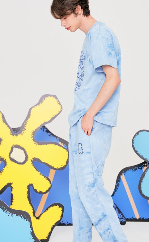 AQO_studiospace(アコスタジオスペース) AQO TIE DYED BEAR JOGGER PANTS SKYBLUE