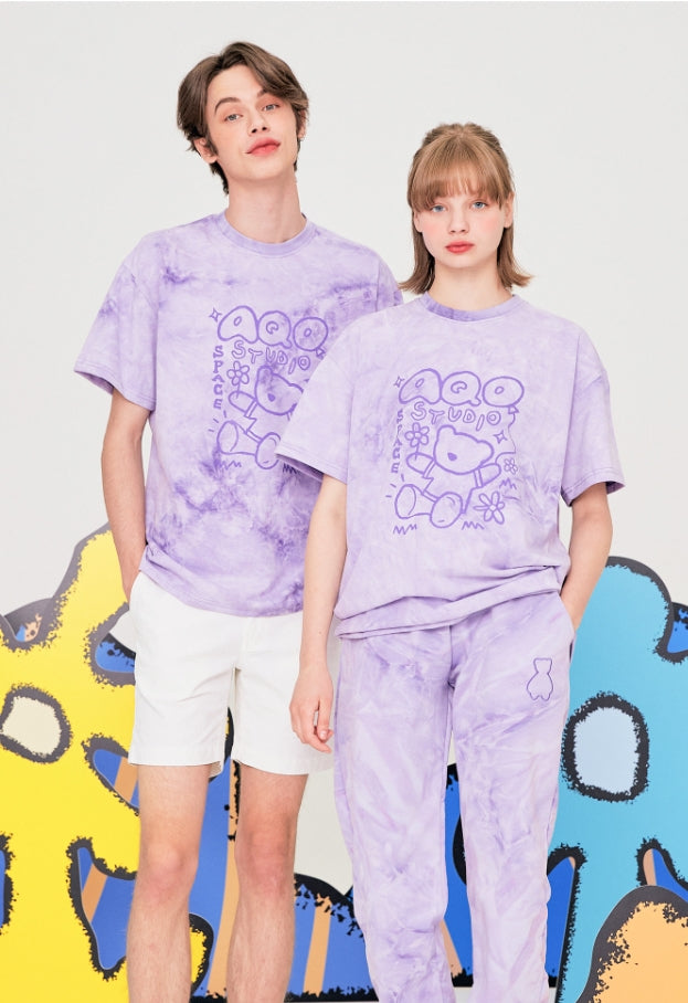 AQO_studiospace(アコスタジオスペース) AQO TIE DYED BEAR JOGGER PANTS PURPLE