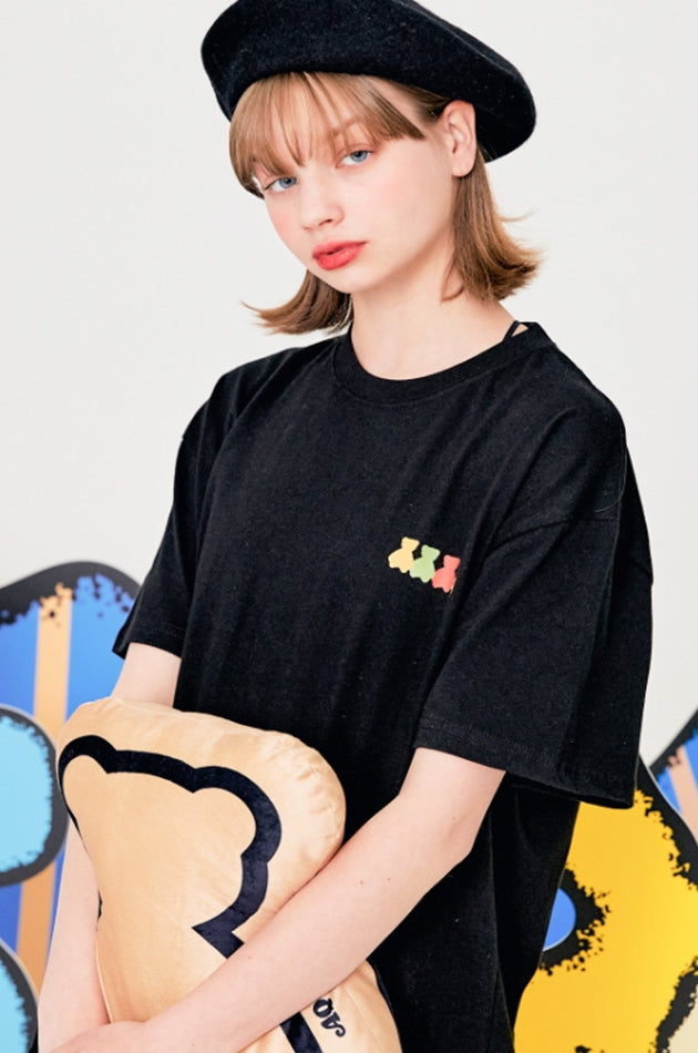AQO_studiospace(アコスタジオスペース) AQO RAINBOW BEAR T-SHIRTS BLACK