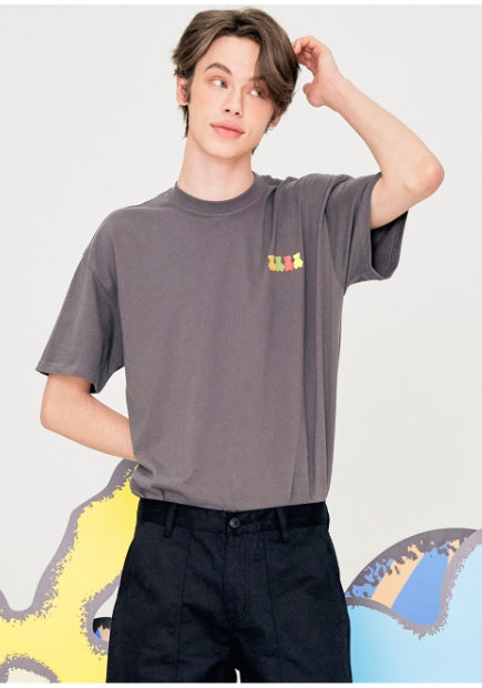 AQO_studiospace(アコスタジオスペース) AQO RAINBOW BEAR T-SHIRTS CHARCOAL