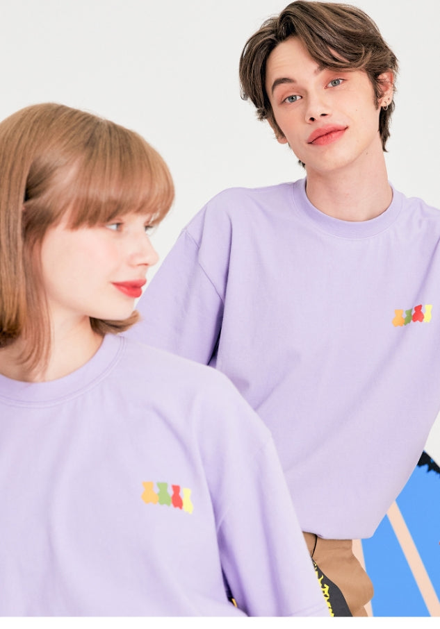 AQO_studiospace(アコスタジオスペース) AQO RAINBOW BEAR T-SHIRTS VIOLET