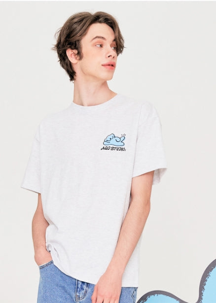 AQO_studiospace(アコスタジオスペース) AQO SMILE BEAR T-SHIRTS LIGHT GREY
