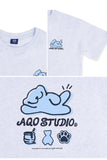 AQO_studiospace(アコスタジオスペース) AQO SMILE BEAR T-SHIRTS LIGHT GREY
