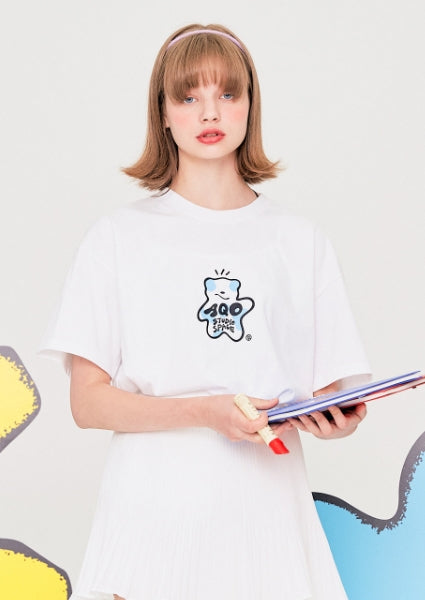 AQO_studiospace(アコスタジオスペース) AQO ULLOOK BEAR T-SHIRTS WHITE
