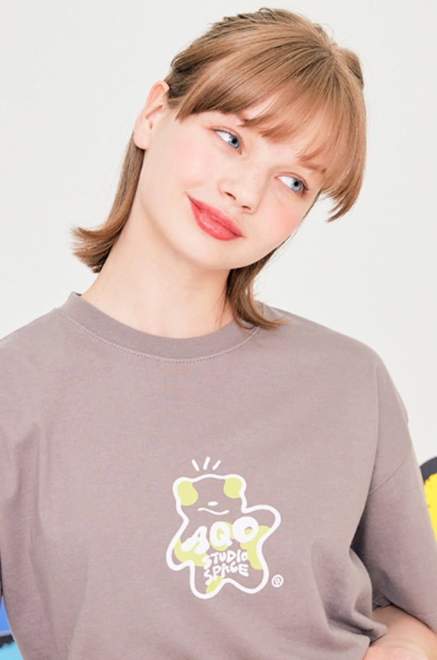 AQO_studiospace(アコスタジオスペース) AQO ULLOOK BEAR T-SHIRTS DARK GREY