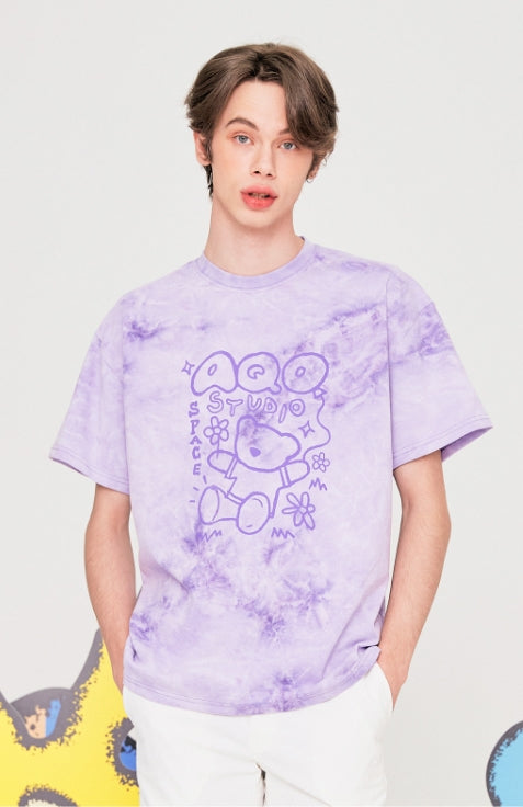 AQO_studiospace(アコスタジオスペース) AQO TIE DYED BEAR T-SHIRTS PURPLE